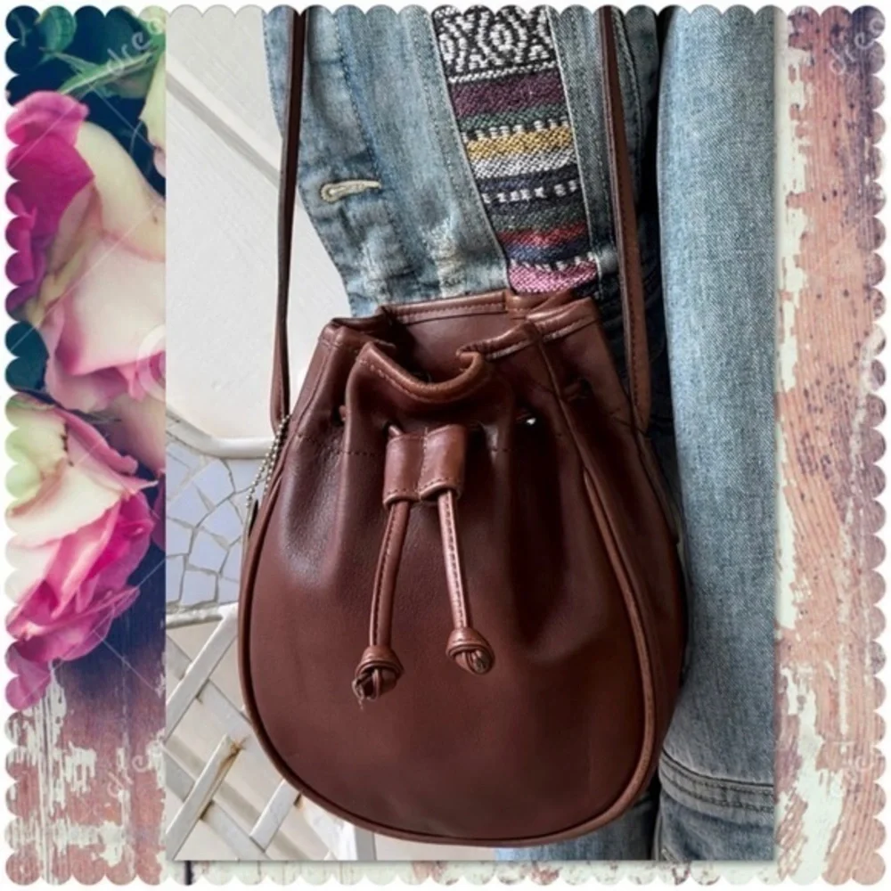 VINTAGE COACH MARBLE DRAWSTRING MINI BUCKET BAG COCOA 4031
